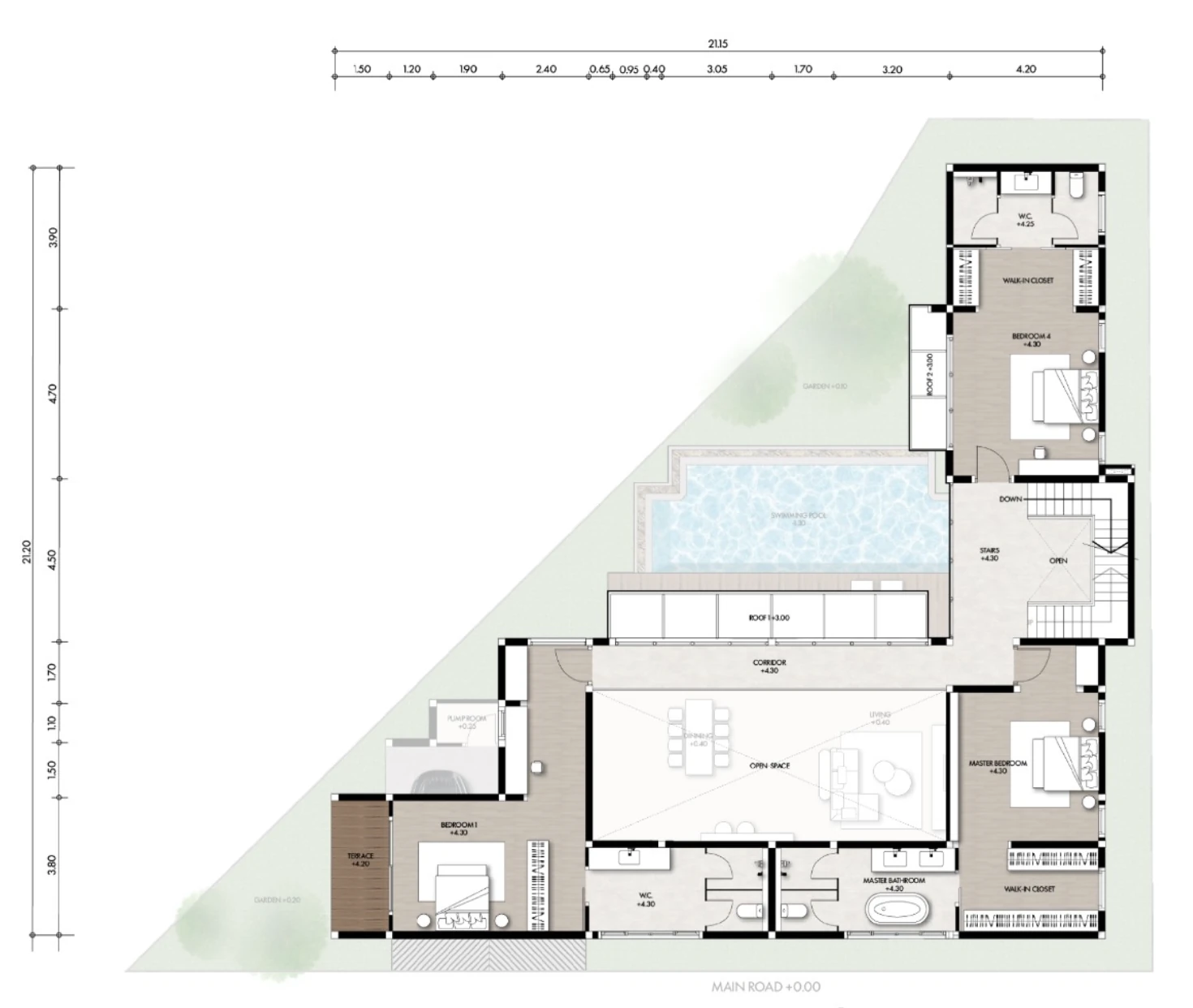 Show villa, Plot 7: upper floor plan